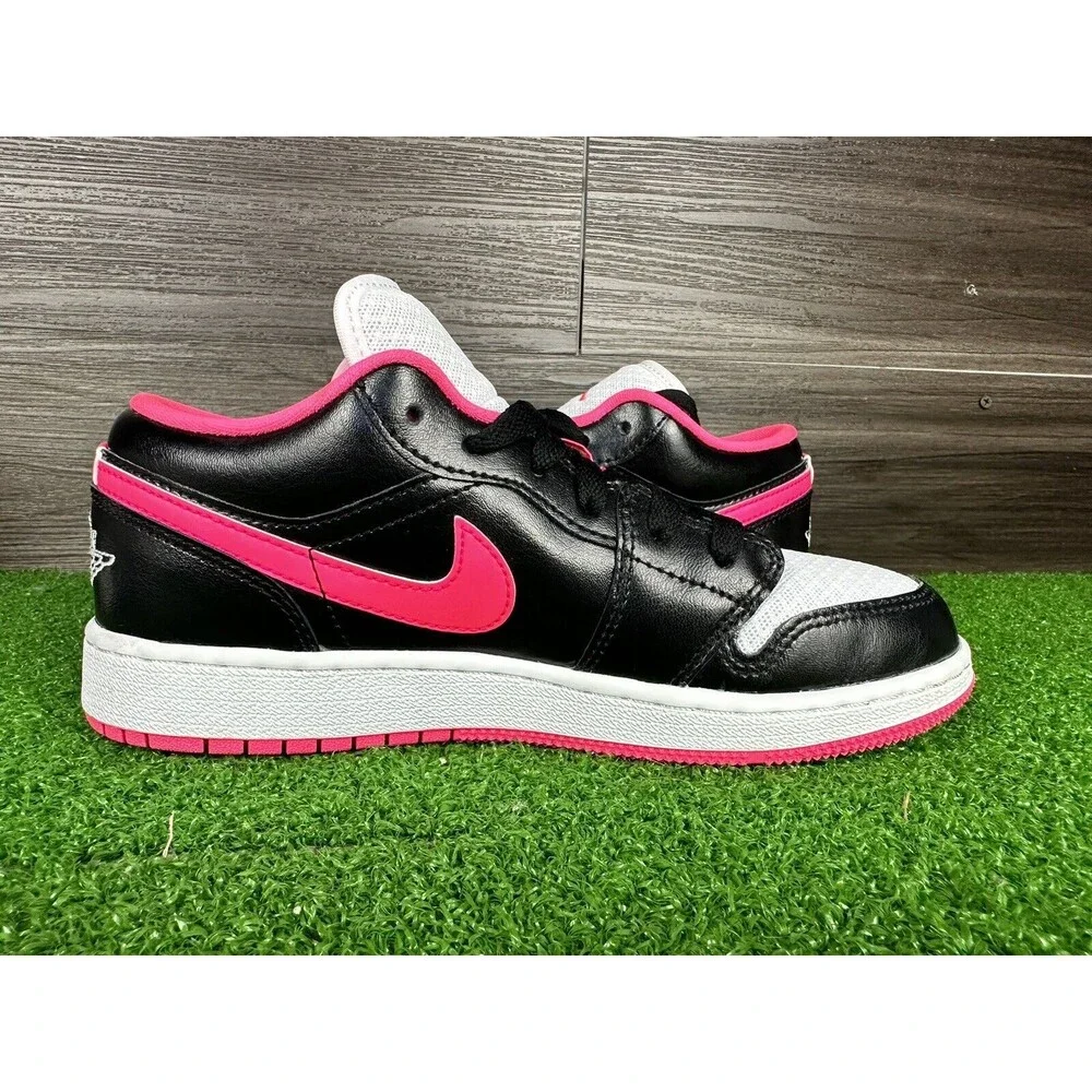 NIKE AIR JORDAN 1 LOW (GS) BLACK-HYPER PINK‎ SZ 4.5 [554723-061]